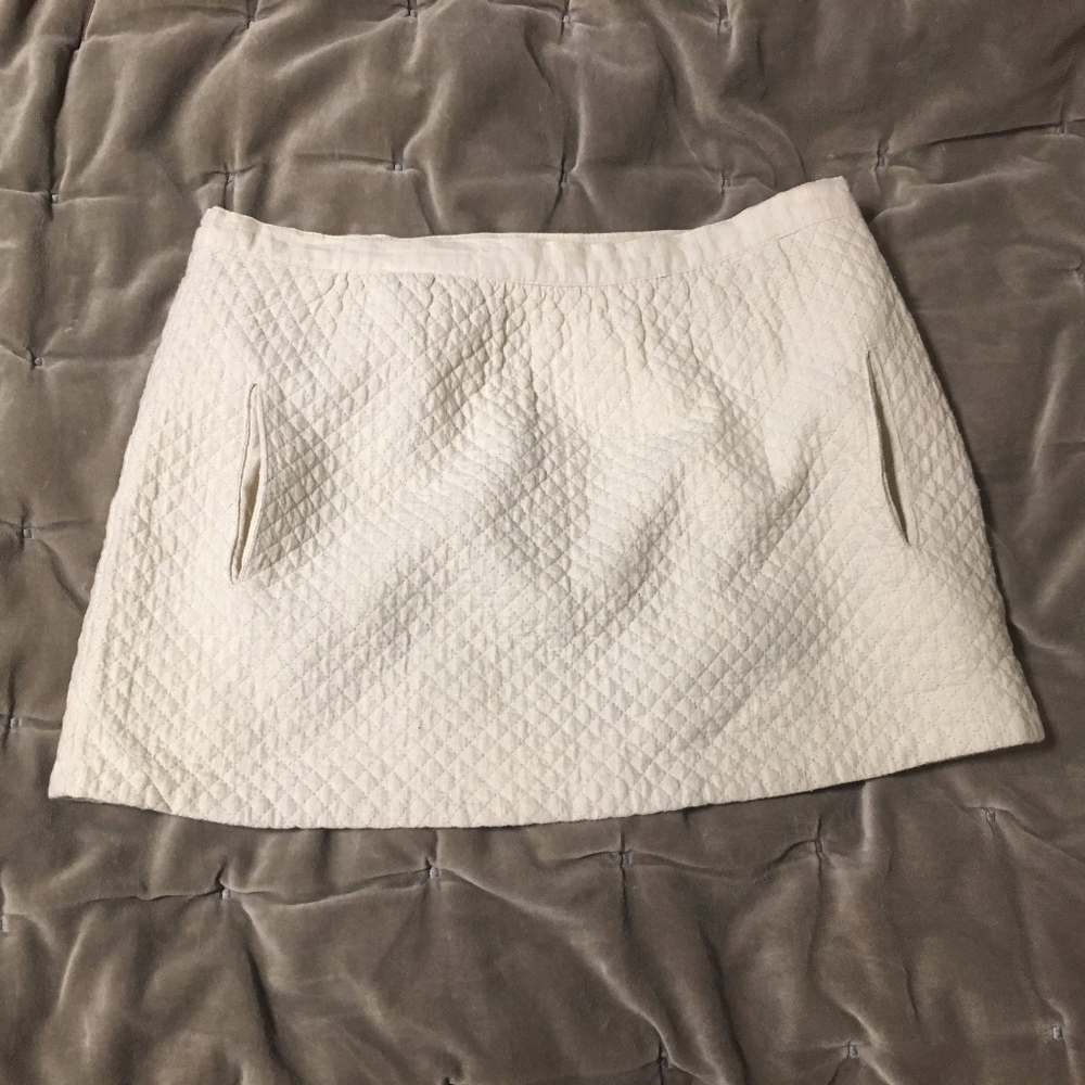 Ba&sh Quilted Ivory Mini Skirt with Pockets size S